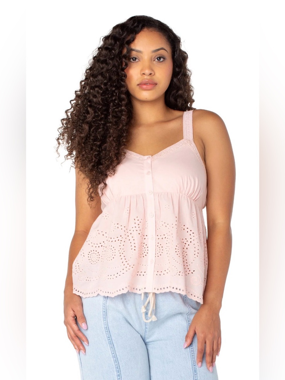 Celebrity Pink Chintz Rose Pink Crochet Button
Front Cami